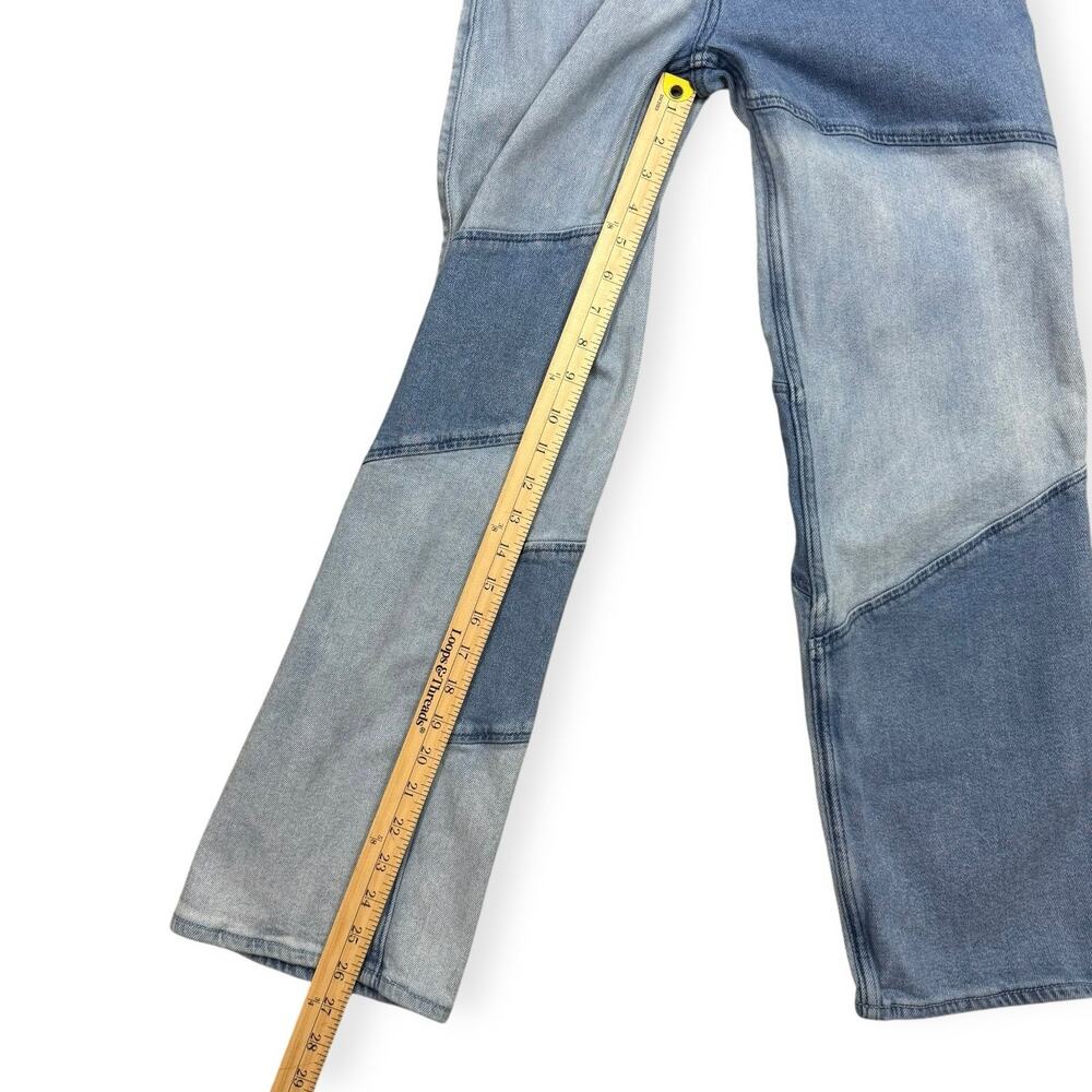 Hollister Patchwork Dad Jeans Ultra High Rise Two Tone Blue Denim‎ 23x29 Y2K - Picture 11 of 13